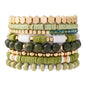 GOOJIDS Surfer Heishi Clay Bead Bracelets for Women Bohemian Stackable Gold Plated Beaded Stretch Bracelets Elastic Layering Friendship Bracelets Set Boho Jewelry