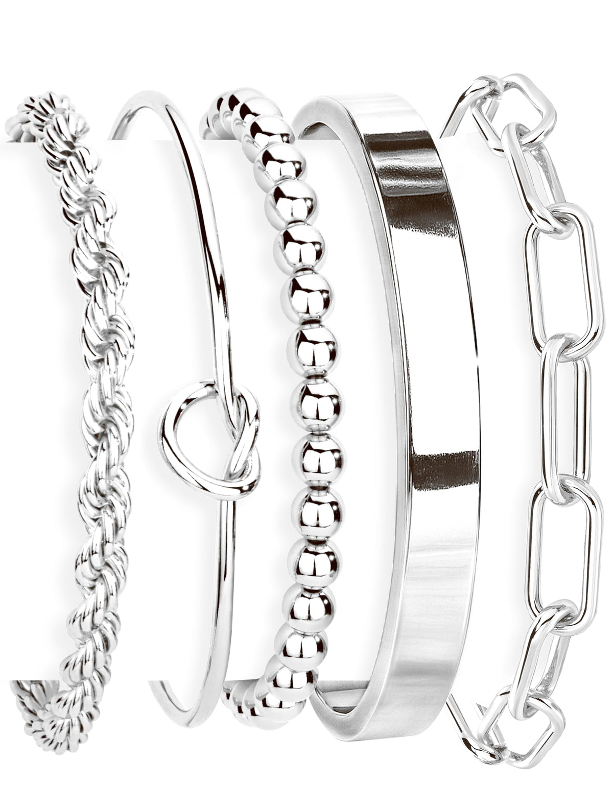 Gokeey Gold Bracelets Set for Women Non Tarnish, Waterproof 14K Gold Plated Sterling Silver Chunky Cuff Bracelet Stackable Gold Bangles Bracelet for Women Trendy Fashion Accessories Tie Knot Cuban Rope Paperclip Beaded Bracelet Stack Jewelry Mothers Day G