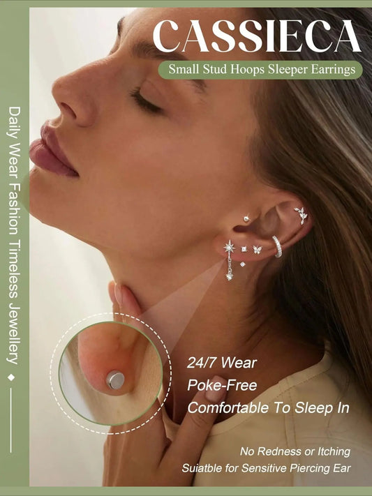 21Pcs Helix Piercing Jewellery Earrings Jewelry Tragus Earrings Set Flat Back Earrings Helix Hoop Tragus Stud Cartilage Earring Conch Rook Piercing Jewellery Surgical Steel Earrings Flatback Cartilage Earrings