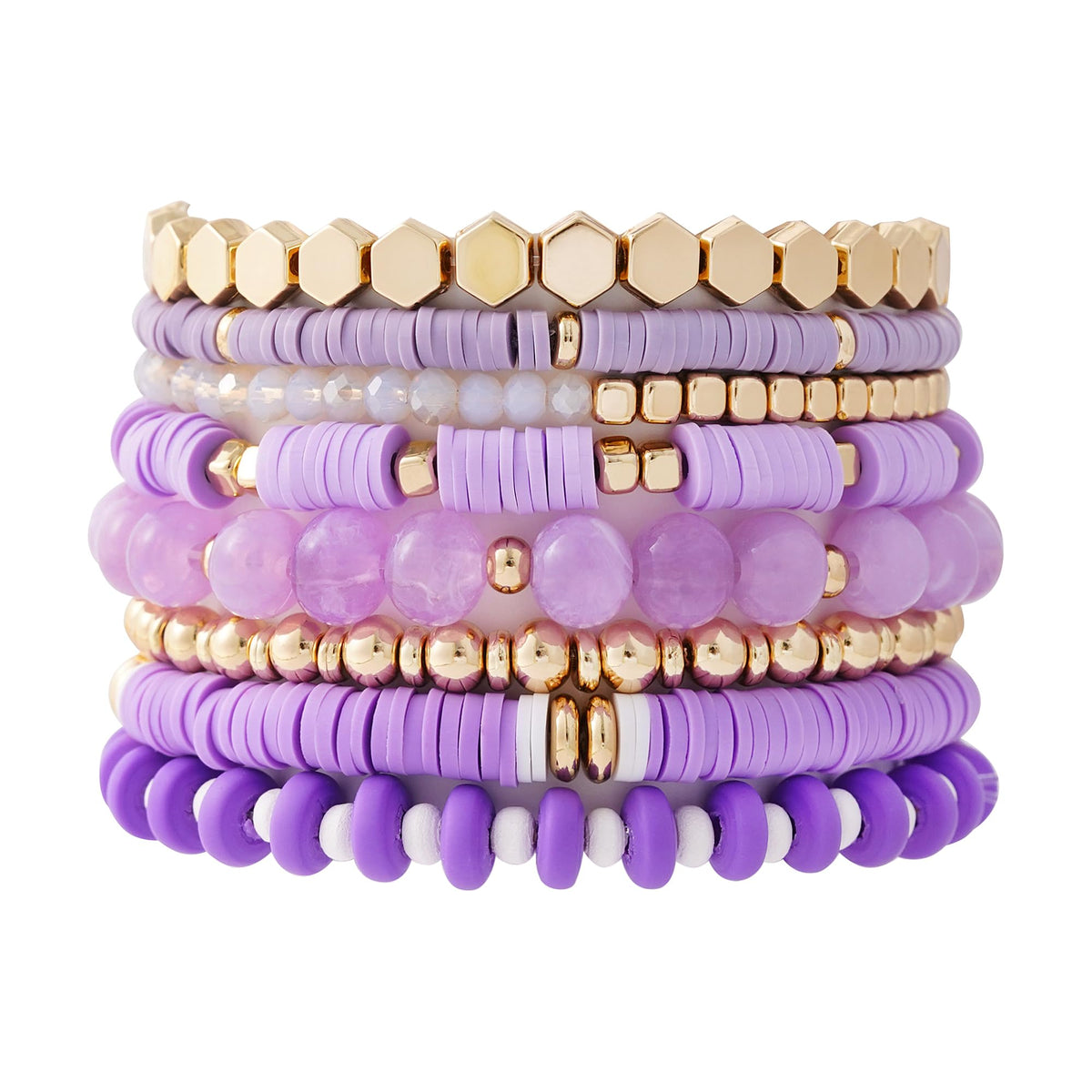 GOOJIDS Surfer Heishi Clay Bead Bracelets for Women Bohemian Stackable Gold Plated Beaded Stretch Bracelets Elastic Layering Friendship Bracelets Set Boho Jewelry
