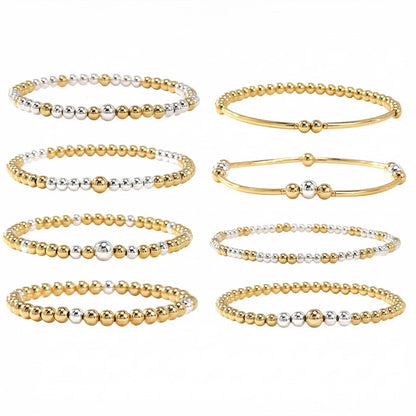 14K Gold Plated Pearl Beaded Cross Bracelets Stack Set for Women,Stretch Boho Colorful Christian Beads Ball Jewelry Friendship Summer Trendy Gift