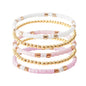 GOOJIDS Surfer Heishi Clay Bead Bracelets for Women Bohemian Stackable Gold Plated Beaded Stretch Bracelets Elastic Layering Friendship Bracelets Set Boho Jewelry