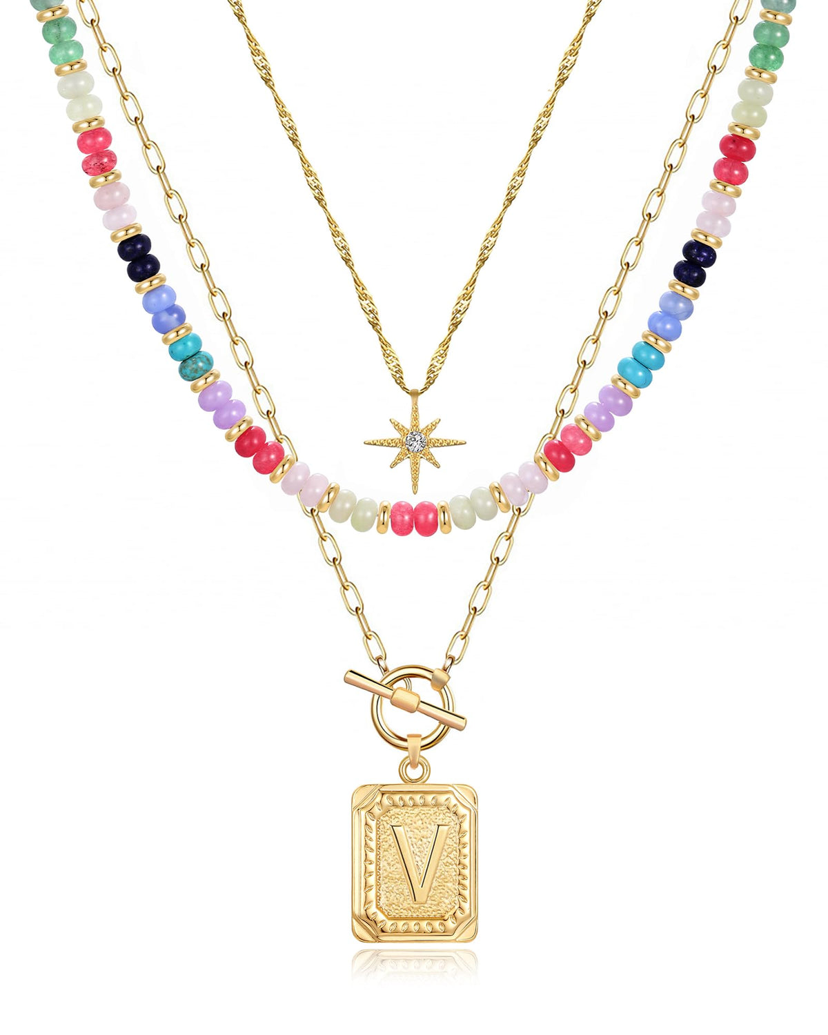 MJartoria Layered Initial Necklaces for Women