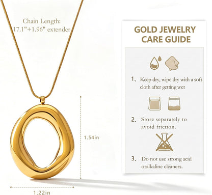 18K Gold Plated Irregular Pendant Chunky Statement Necklace for Women