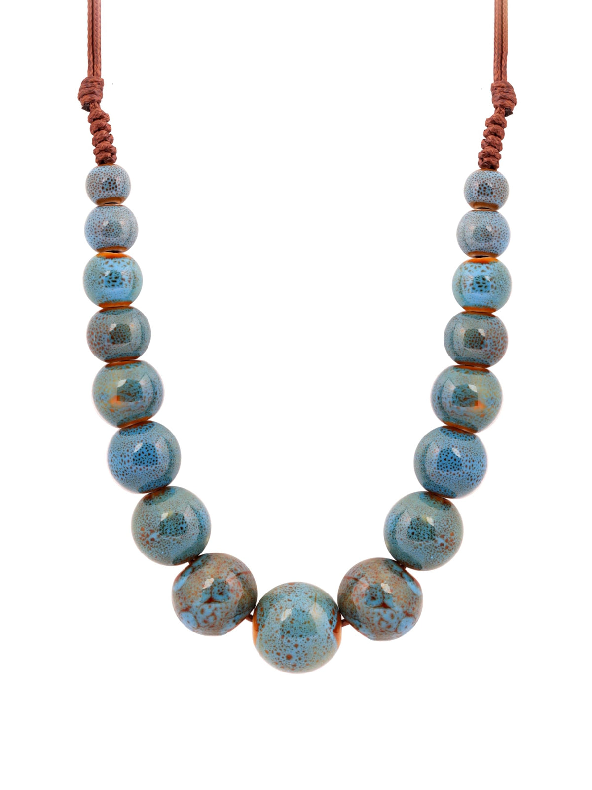 MINACHI Hippie Boho Colorful Ceramic Round Beads Strand Necklace, Bohemian Fashion Statement Jewelry Gift for Women