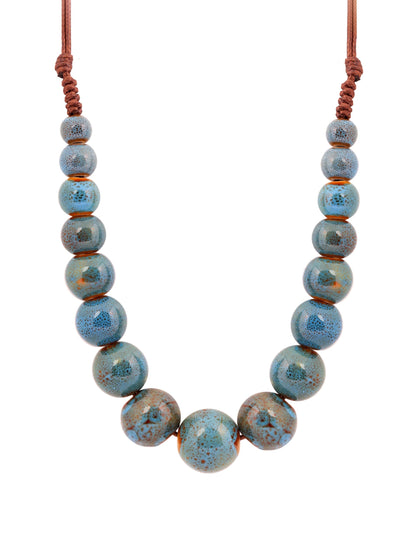 MINACHI Hippie Boho Colorful Ceramic Round Beads Strand Necklace, Bohemian Fashion Statement Jewelry Gift for Women