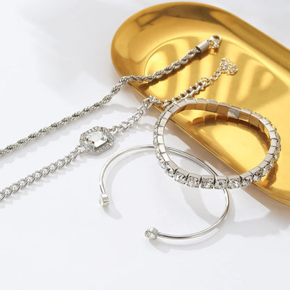 17IF 4 Pcs Dainty Gold Silver Bracelets Set for Women, 14K Plated Link