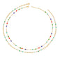 MTMY Beaded Necklaces for Women 14K Gold Plated Dainty Colorful Green/Rose Beaded Pearl Choker Necklace Delicate Boho Choker Necklace Jewelry Gift