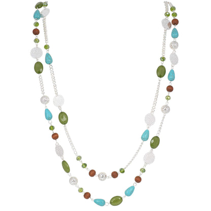 Bocar Long Necklaces for Women Trendy, Boho Layered Crystal Beaded Collar Necklaces for Women, Fashion Statement Necklaces Jewelry
