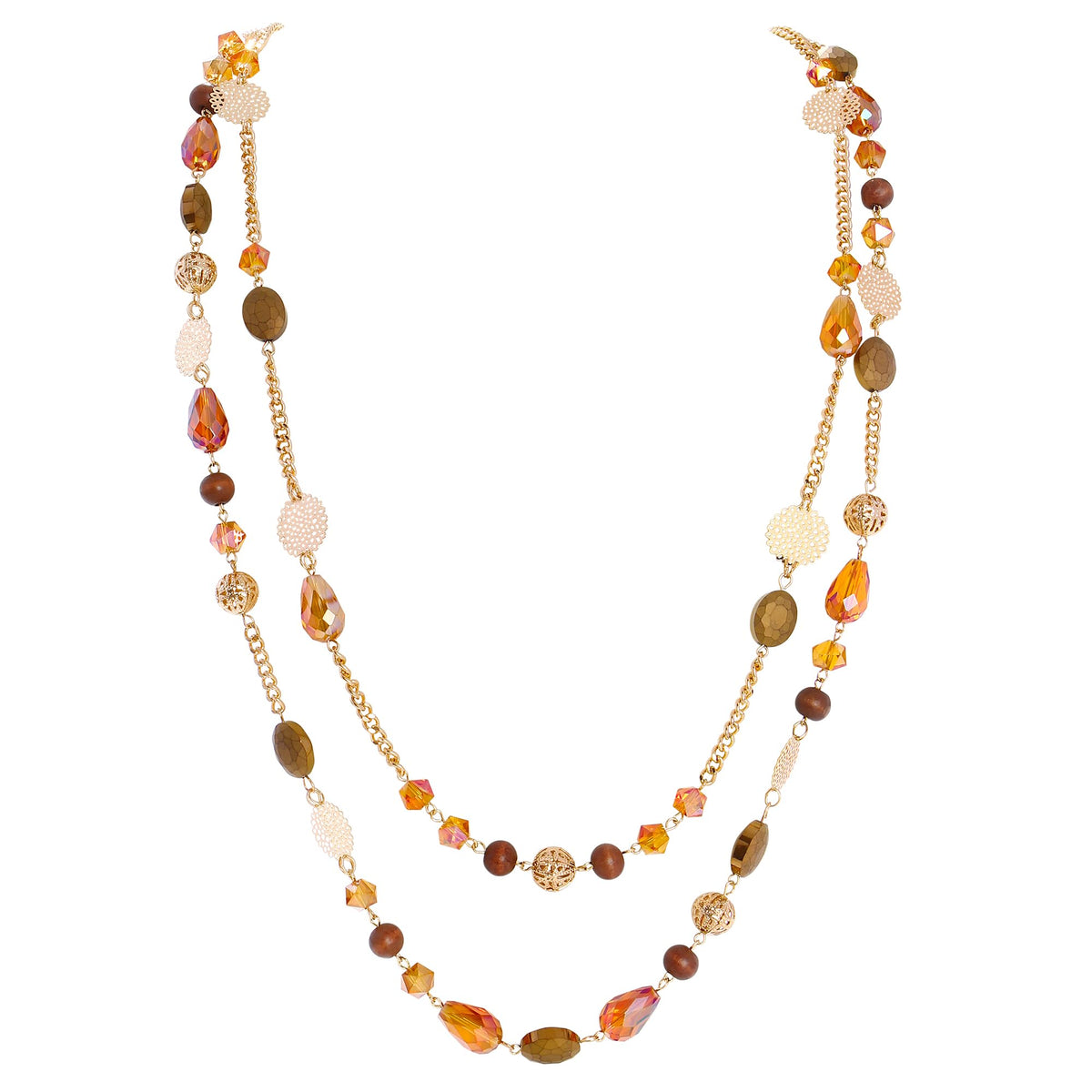 Bocar Long Necklaces for Women Trendy, Boho Layered Crystal Beaded Collar Necklaces for Women, Fashion Statement Necklaces Jewelry