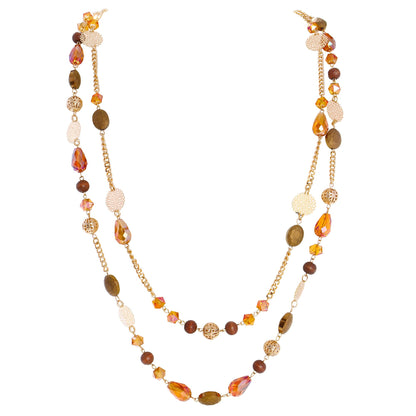 Bocar Long Necklaces for Women Trendy, Boho Layered Crystal Beaded Collar Necklaces for Women, Fashion Statement Necklaces Jewelry