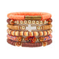 GOOJIDS Surfer Heishi Clay Bead Bracelets for Women Bohemian Stackable Gold Plated Beaded Stretch Bracelets Elastic Layering Friendship Bracelets Set Boho Jewelry