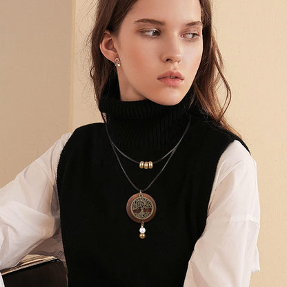 sailimue 6Pcs Wooden Boho Necklaces For Women Trendy Long Boho Necklace