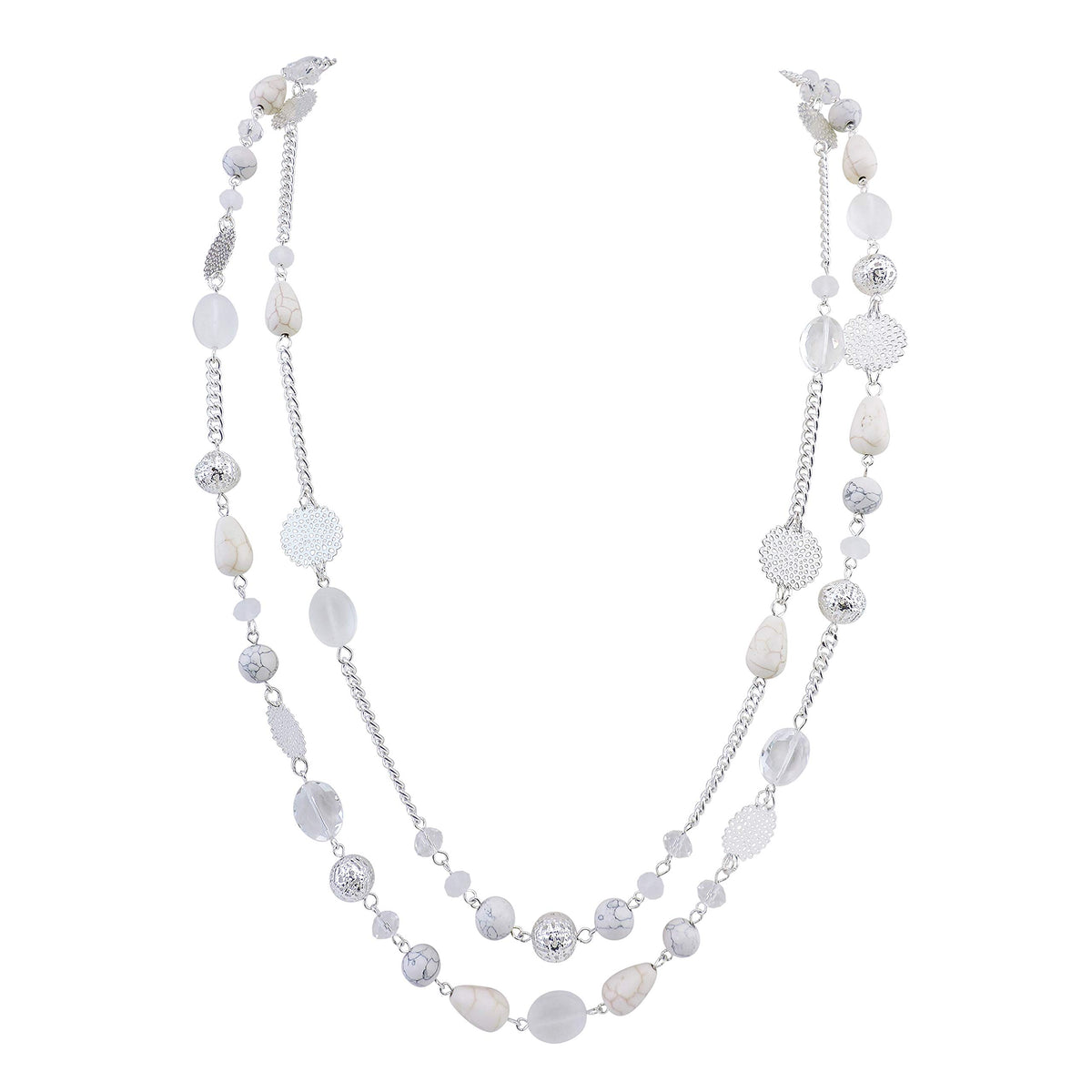 Bocar Long Necklaces for Women Trendy, Boho Layered Crystal Beaded Collar Necklaces for Women, Fashion Statement Necklaces Jewelry