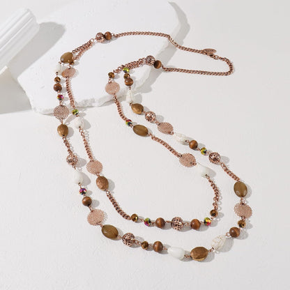 Bocar Long Necklaces for Women Trendy, Boho Layered Crystal Beaded Collar Necklaces for Women, Fashion Statement Necklaces Jewelry