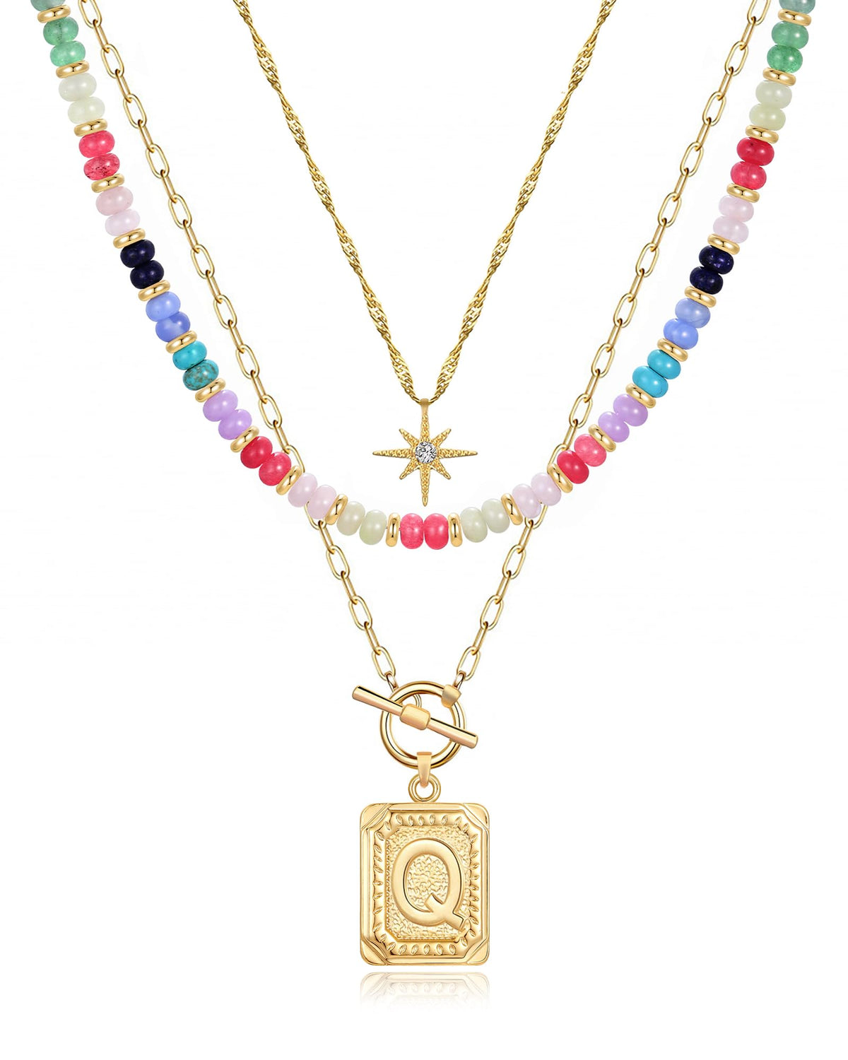 MJartoria Layered Initial Necklaces for Women