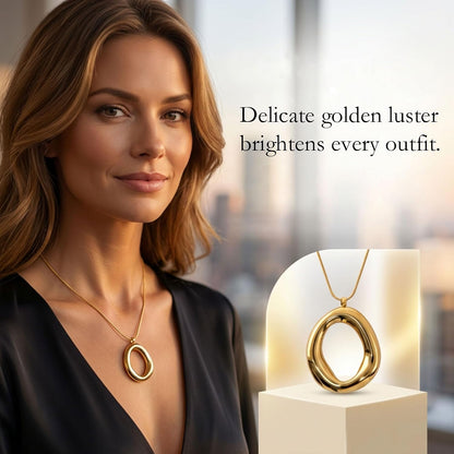 18K Gold Plated Irregular Pendant Chunky Statement Necklace for Women