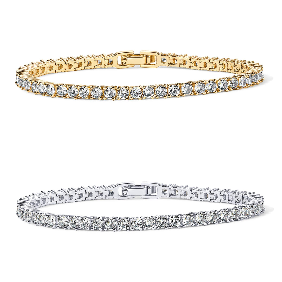 PAVOI 14K Gold Plated 3mm Cubic Zirconia Classic Tennis Bracelet | Gold Bracelets for Women