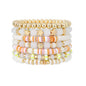 GOOJIDS Surfer Heishi Clay Bead Bracelets for Women Bohemian Stackable Gold Plated Beaded Stretch Bracelets Elastic Layering Friendship Bracelets Set Boho Jewelry