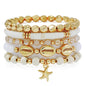 GOOJIDS Surfer Heishi Clay Bead Bracelets for Women Bohemian Stackable Gold Plated Beaded Stretch Bracelets Elastic Layering Friendship Bracelets Set Boho Jewelry