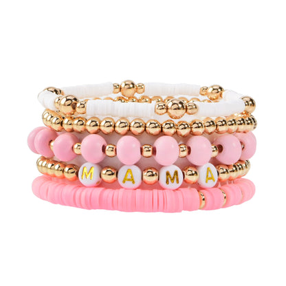 GOOJIDS Surfer Heishi Clay Bead Bracelets for Women Bohemian Stackable Gold Plated Beaded Stretch Bracelets Elastic Layering Friendship Bracelets Set Boho Jewelry