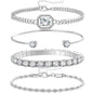 17IF 4 Pcs Dainty Gold Silver Bracelets Set for Women, 14K Plated Link