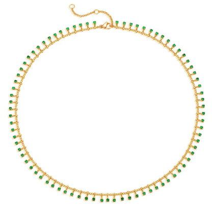 MTMY Beaded Necklaces for Women 14K Gold Plated Dainty Colorful Green/Rose Beaded Pearl Choker Necklace Delicate Boho Choker Necklace Jewelry Gift
