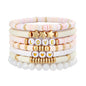 GOOJIDS Surfer Heishi Clay Bead Bracelets for Women Bohemian Stackable Gold Plated Beaded Stretch Bracelets Elastic Layering Friendship Bracelets Set Boho Jewelry