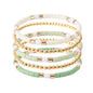 GOOJIDS Surfer Heishi Clay Bead Bracelets for Women Bohemian Stackable Gold Plated Beaded Stretch Bracelets Elastic Layering Friendship Bracelets Set Boho Jewelry