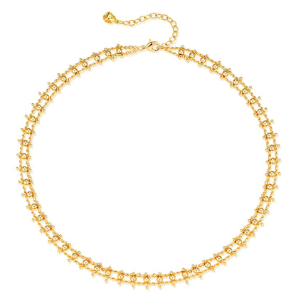 MTMY Beaded Necklaces for Women 14K Gold Plated Dainty Colorful Green/Rose Beaded Pearl Choker Necklace Delicate Boho Choker Necklace Jewelry Gift