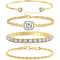 17IF 4 Pcs Dainty Gold Silver Bracelets Set for Women, 14K Plated Link