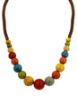 MINACHI Hippie Boho Colorful Ceramic Round Beads Strand Necklace, Bohemian Fashion Statement Jewelry Gift for Women