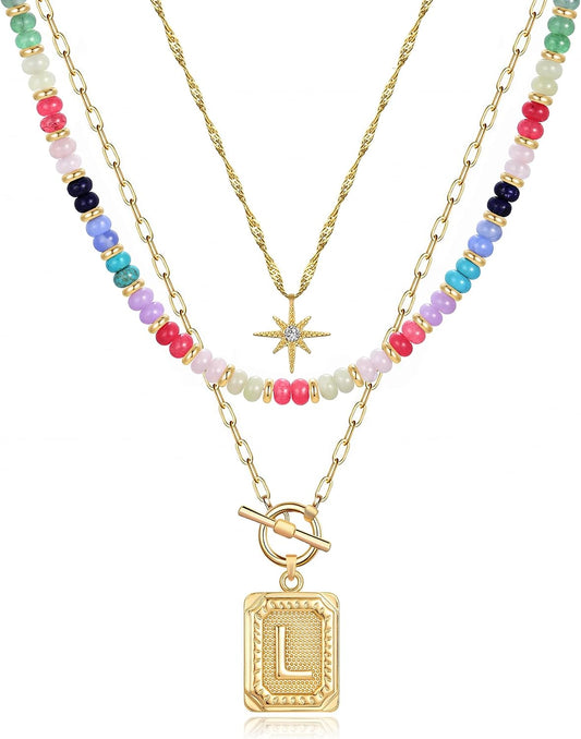 MJartoria Layered Initial Necklaces for Women