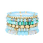 GOOJIDS Surfer Heishi Clay Bead Bracelets for Women Bohemian Stackable Gold Plated Beaded Stretch Bracelets Elastic Layering Friendship Bracelets Set Boho Jewelry