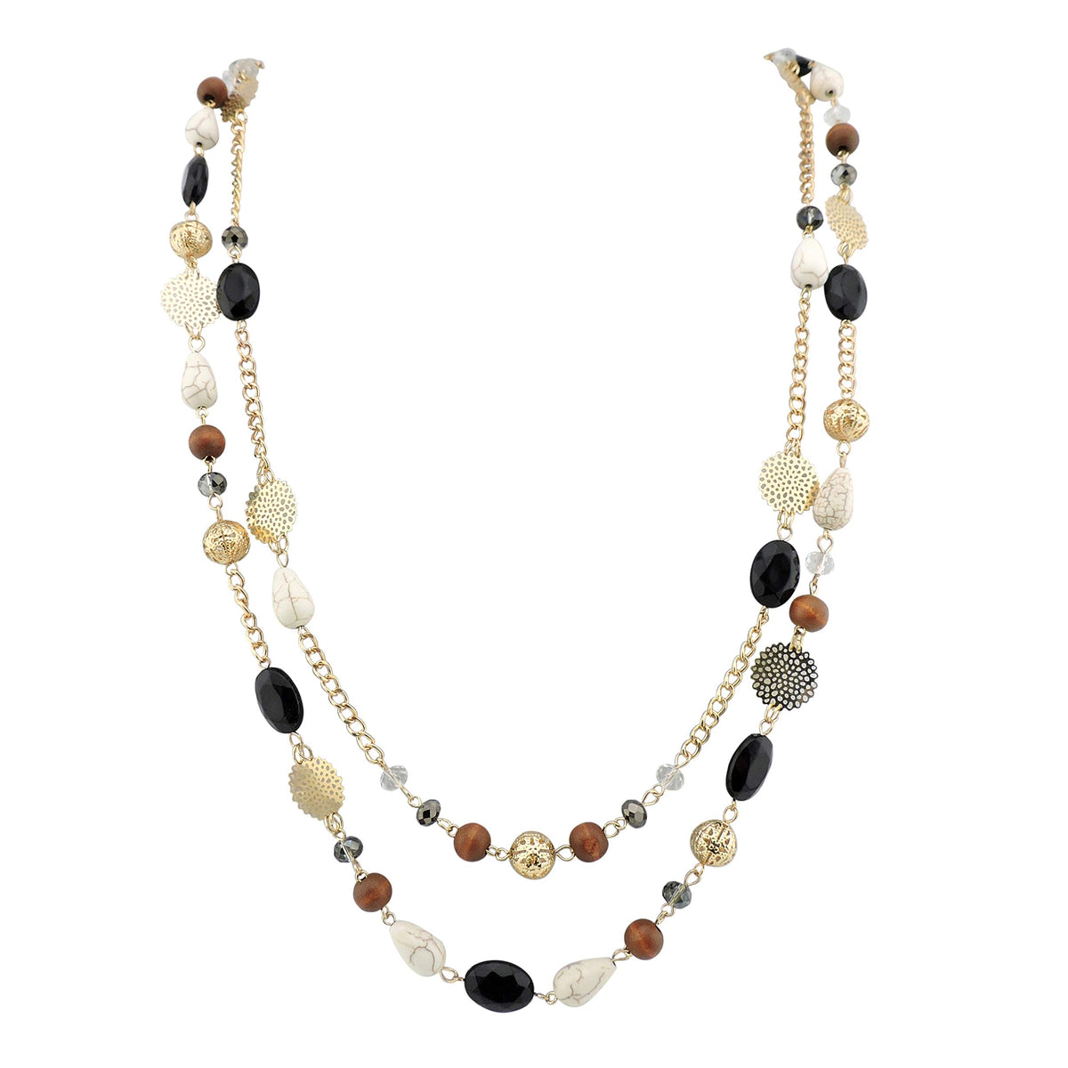 Bocar Long Necklaces for Women Trendy, Boho Layered Crystal Beaded Collar Necklaces for Women, Fashion Statement Necklaces Jewelry