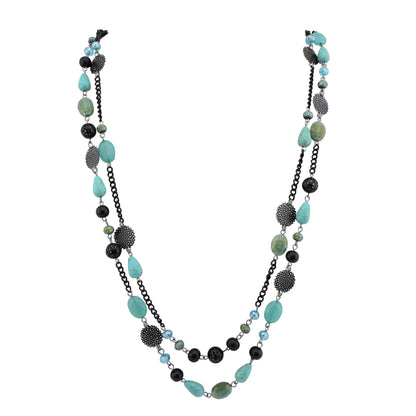 Bocar Long Necklaces for Women Trendy, Boho Layered Crystal Beaded Collar Necklaces for Women, Fashion Statement Necklaces Jewelry
