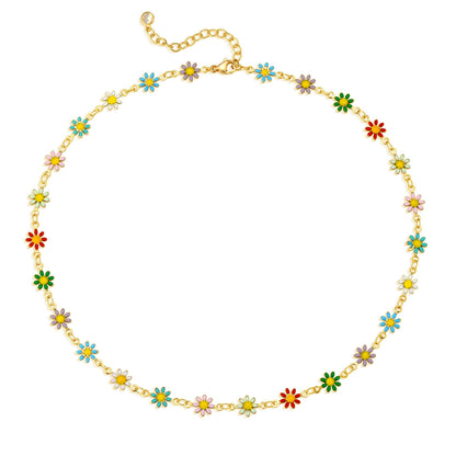MTMY Beaded Necklaces for Women 14K Gold Plated Dainty Colorful Green/Rose Beaded Pearl Choker Necklace Delicate Boho Choker Necklace Jewelry Gift