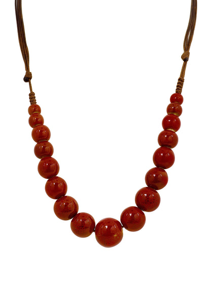 MINACHI Hippie Boho Colorful Ceramic Round Beads Strand Necklace, Bohemian Fashion Statement Jewelry Gift for Women