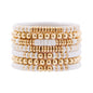 GOOJIDS Surfer Heishi Clay Bead Bracelets for Women Bohemian Stackable Gold Plated Beaded Stretch Bracelets Elastic Layering Friendship Bracelets Set Boho Jewelry