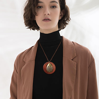 sailimue 6Pcs Wooden Boho Necklaces For Women Trendy Long Boho Necklace