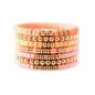 GOOJIDS Surfer Heishi Clay Bead Bracelets for Women Bohemian Stackable Gold Plated Beaded Stretch Bracelets Elastic Layering Friendship Bracelets Set Boho Jewelry