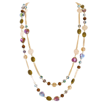 Bocar Long Necklaces for Women Trendy, Boho Layered Crystal Beaded Collar Necklaces for Women, Fashion Statement Necklaces Jewelry