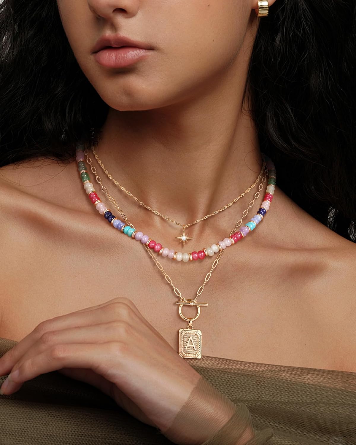 MJartoria Layered Initial Necklaces for Women