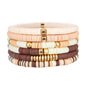 GOOJIDS Surfer Heishi Clay Bead Bracelets for Women Bohemian Stackable Gold Plated Beaded Stretch Bracelets Elastic Layering Friendship Bracelets Set Boho Jewelry