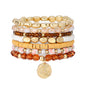 GOOJIDS Surfer Heishi Clay Bead Bracelets for Women Bohemian Stackable Gold Plated Beaded Stretch Bracelets Elastic Layering Friendship Bracelets Set Boho Jewelry