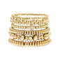 GOOJIDS Surfer Heishi Clay Bead Bracelets for Women Bohemian Stackable Gold Plated Beaded Stretch Bracelets Elastic Layering Friendship Bracelets Set Boho Jewelry
