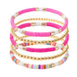 GOOJIDS Surfer Heishi Clay Bead Bracelets for Women Bohemian Stackable Gold Plated Beaded Stretch Bracelets Elastic Layering Friendship Bracelets Set Boho Jewelry