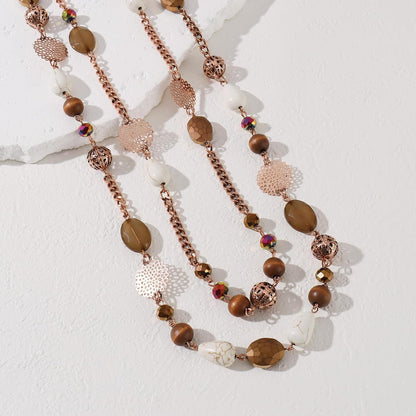 Bocar Long Necklaces for Women Trendy, Boho Layered Crystal Beaded Collar Necklaces for Women, Fashion Statement Necklaces Jewelry