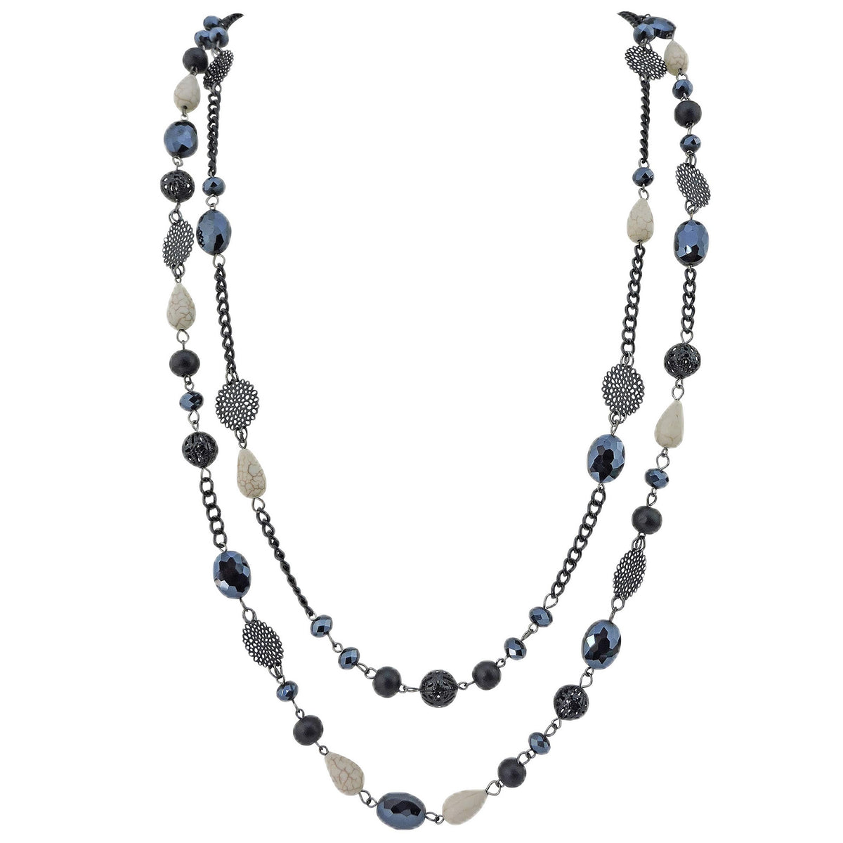 Bocar Long Necklaces for Women Trendy, Boho Layered Crystal Beaded Collar Necklaces for Women, Fashion Statement Necklaces Jewelry