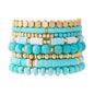 GOOJIDS Surfer Heishi Clay Bead Bracelets for Women Bohemian Stackable Gold Plated Beaded Stretch Bracelets Elastic Layering Friendship Bracelets Set Boho Jewelry
